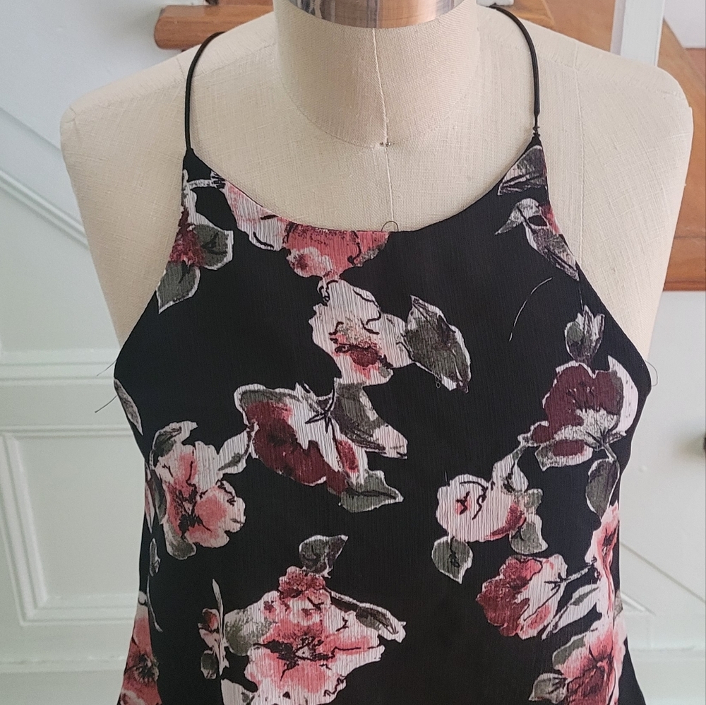 PAPERMOON Halter Neck Top Floral Tank Top Cami Size Small - Picture 3 of 7